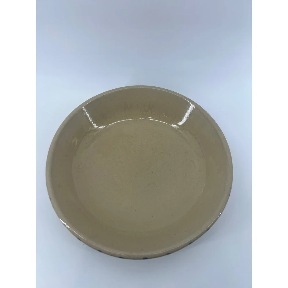 RRP Co Roseville Ohio USA Spongeware Pasta Bowl 12 Inch Blue Tan Stoneware